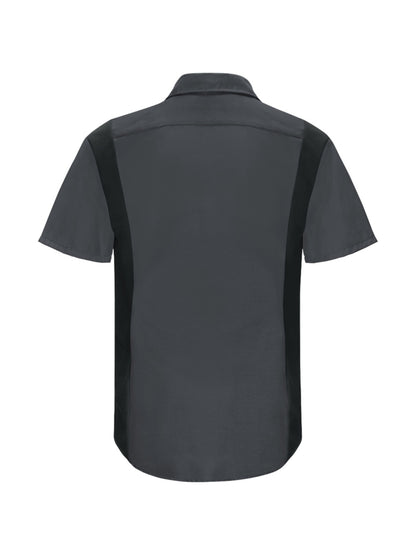Men's Short Sleeve Performance Plus Shop Shirt - SY42 - Charcoal/Fireball Red