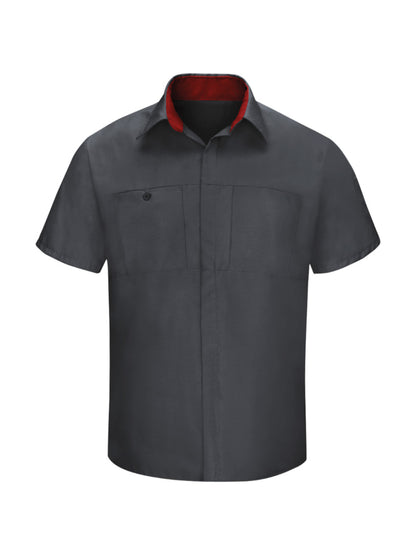 Men's Short Sleeve Performance Plus Shop Shirt - SY42 - Fireball Red/Charcoal