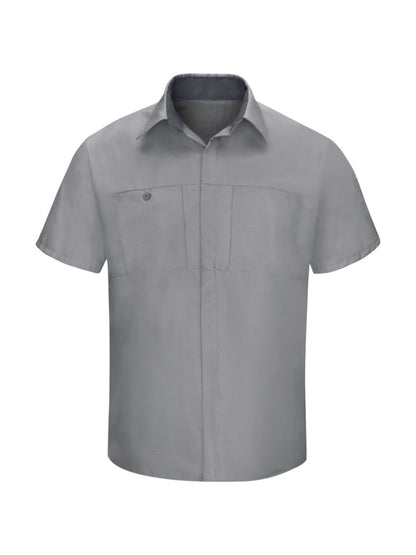 Men's Short Sleeve Performance Plus Shop Shirt - SY42 - Fireball Red/Charcoal