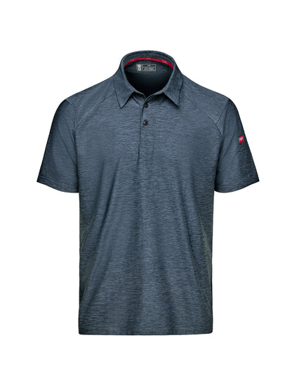 Men's Pocketless Cooling Stretch Jersey Polo - TCM2 - Blue Heather