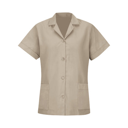 Women's Short-Sleeve Loose Fit Smock - TP23 - Tan