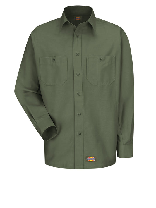 Men's Long Sleeve Black Canvas Workshirt - WS10 - Olive Green