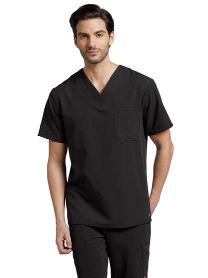 Men's 2-Pocket Tuckable V-Neck Scrub Top - 2206 - Black