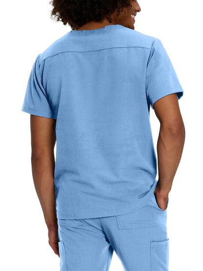 Men's 2-Pocket Tuckable V-Neck Scrub Top - 2206 - Ceil Blue