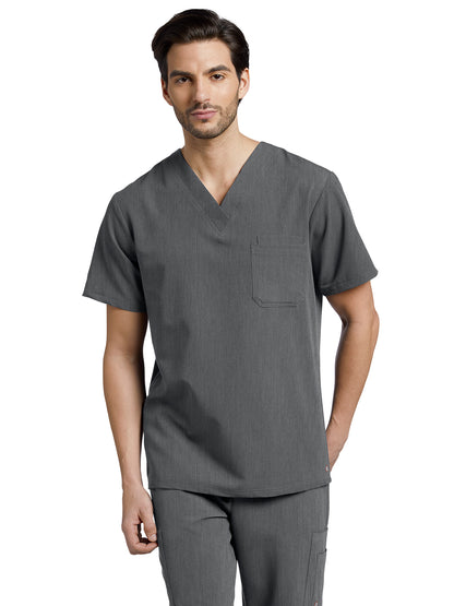 Men's 2-Pocket Tuckable V-Neck Scrub Top - 2206 - Taylor Grey