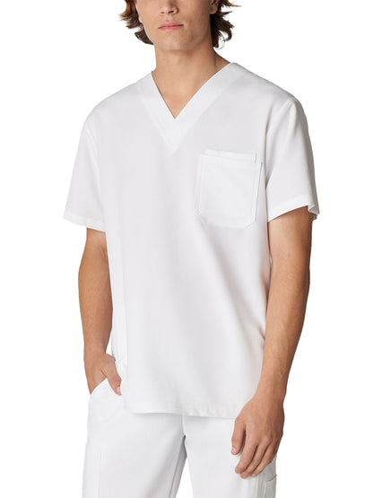 Men's 2-Pocket Tuckable V-Neck Scrub Top - 2206 - White