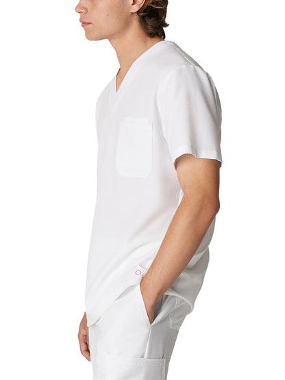 Men's 2-Pocket Tuckable V-Neck Scrub Top - 2206 - White