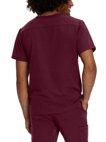 Men's 2-Pocket Tuckable V-Neck Scrub Top - 2206 - Wine (Burgundy)