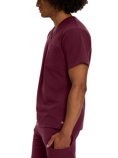 Men's 2-Pocket Tuckable V-Neck Scrub Top - 2206 - Wine (Burgundy)