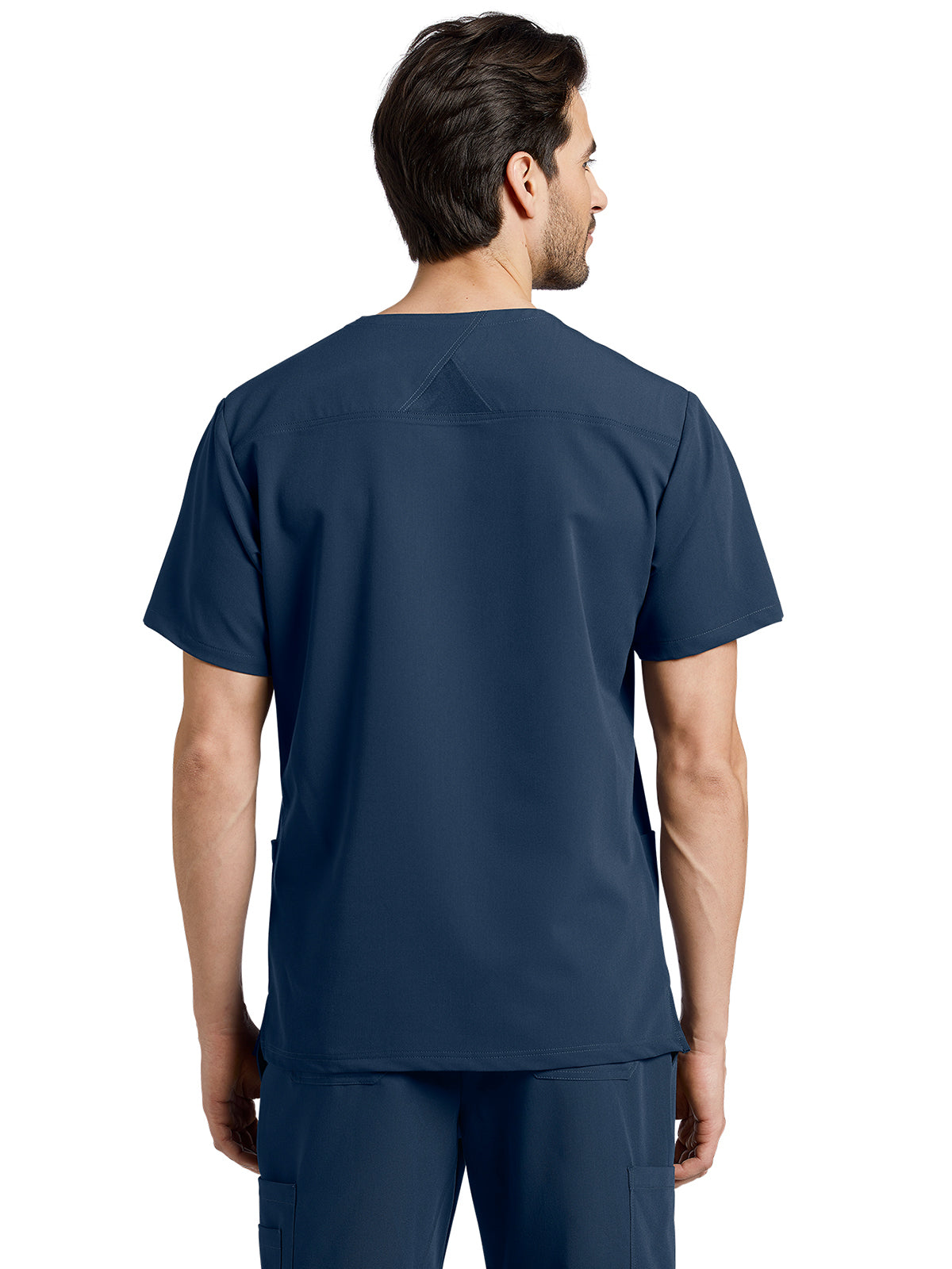 Men's 3-Pocket Stripe Detail Chest Pocket V-Neck Scrub Top - 2207 - Navy