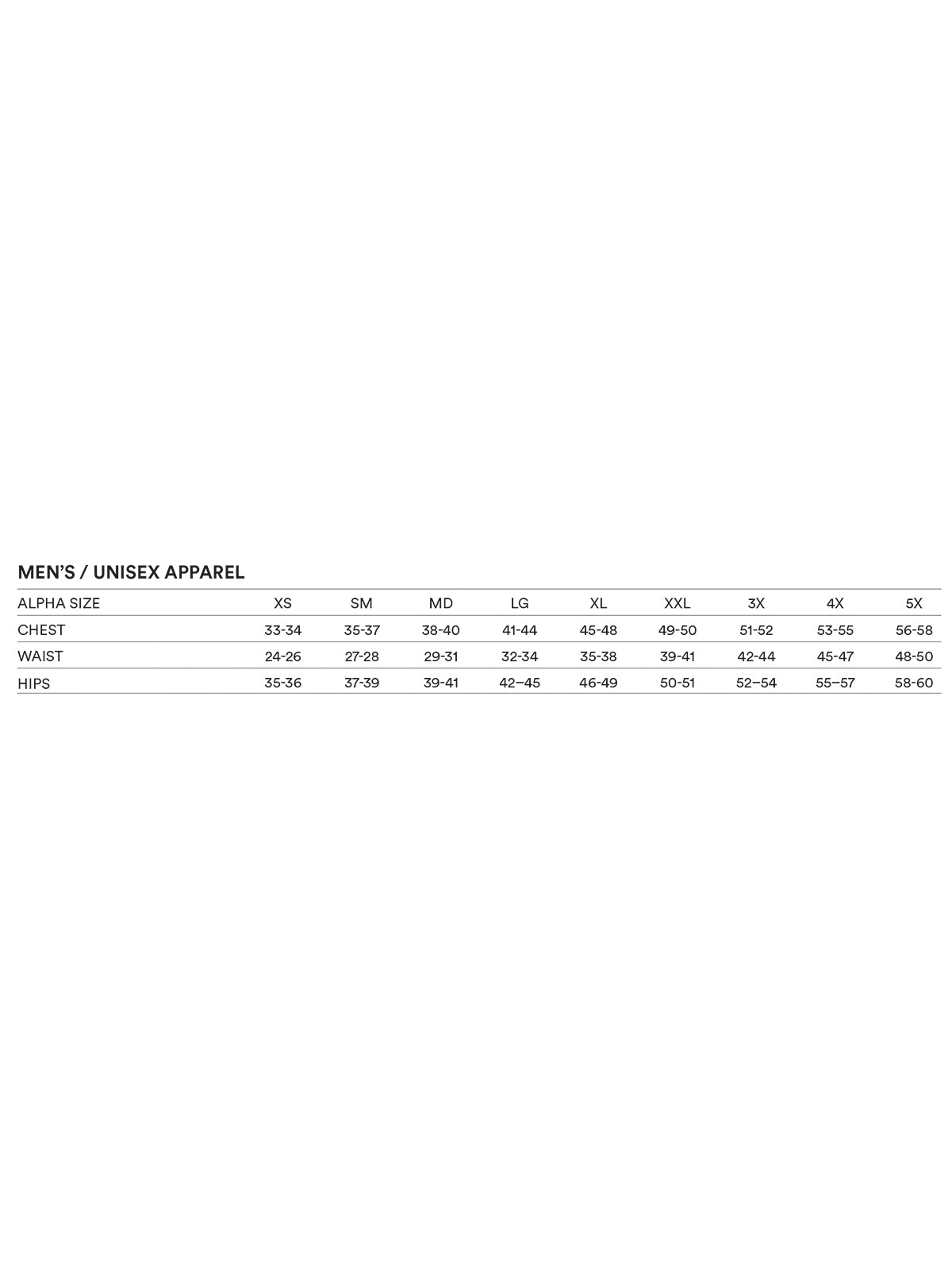 SIZECHART