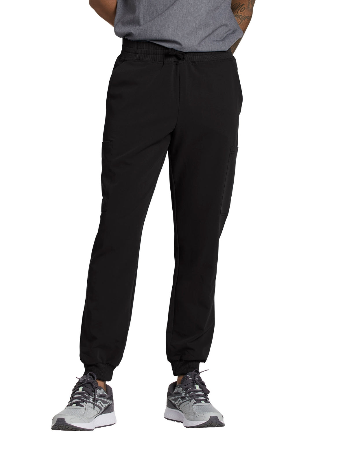 Men's 6-Pocket Rib-Knit Waistband Jogger Scrub Pant - 222 - Black