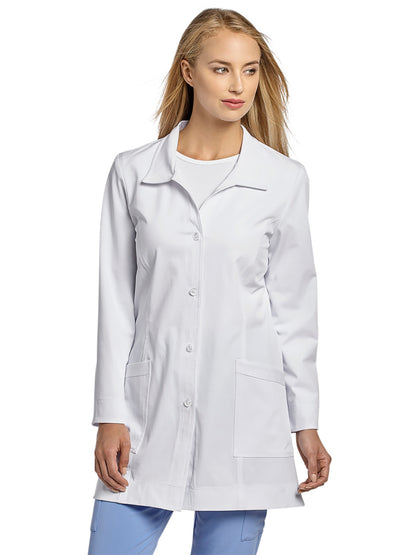 Women's Two-Pocket 32" Mid-Length Tailored Lab Coat - 2418 - White