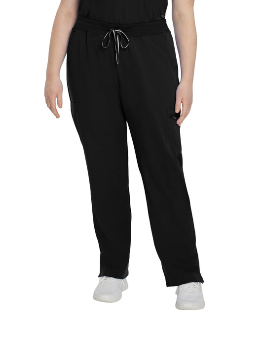 Women's 6-Pocket Low-Rise Waist Cargo Scrub Pant - 337 - Black