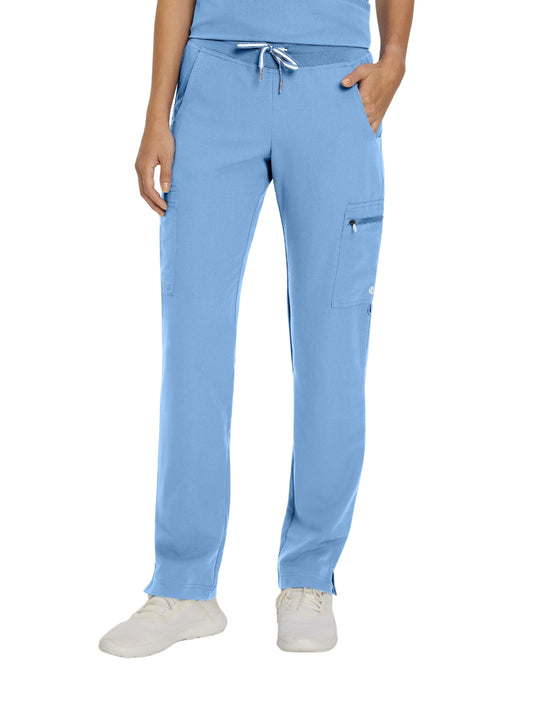 Women's 6-Pocket Low-Rise Waist Cargo Scrub Pant - 337 - Ceil Blue