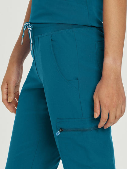 Women's 6-Pocket Low-Rise Waist Cargo Scrub Pant - 337 - Lyons Blue