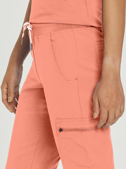 Women's 6-Pocket Low-Rise Waist Cargo Scrub Pant - 337 - Peach Deco