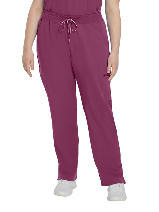 Women's 6-Pocket Low-Rise Waist Cargo Scrub Pant - 337 - Raspberry Coulis