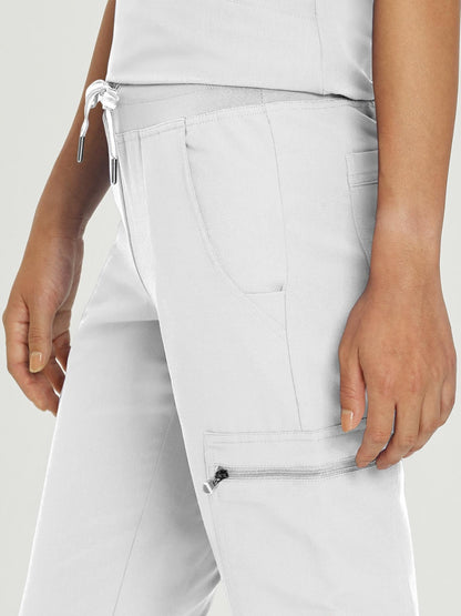 Women's 6-Pocket Low-Rise Waist Cargo Scrub Pant - 337 - White