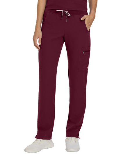 Women's 6-Pocket Low-Rise Waist Cargo Scrub Pant - 337 - Wine (Burgundy)