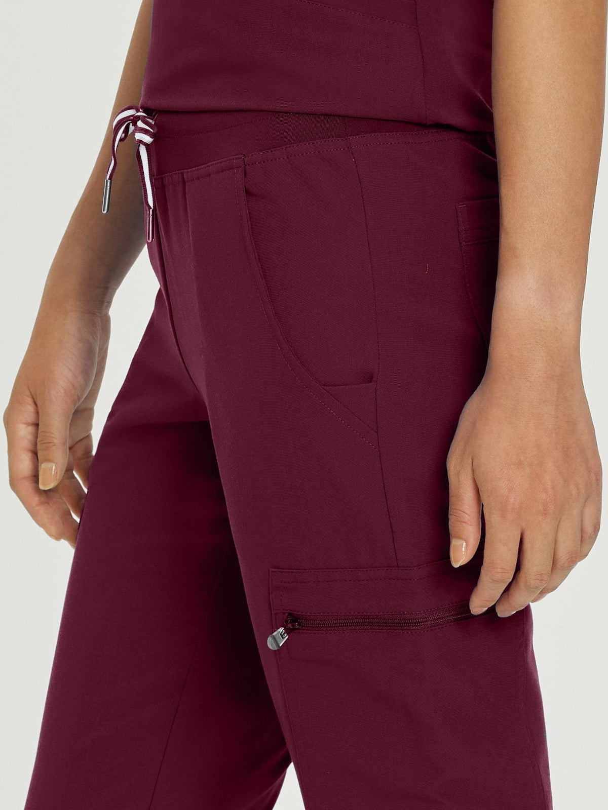 Women's 6-Pocket Low-Rise Waist Cargo Scrub Pant - 337 - Wine (Burgundy)