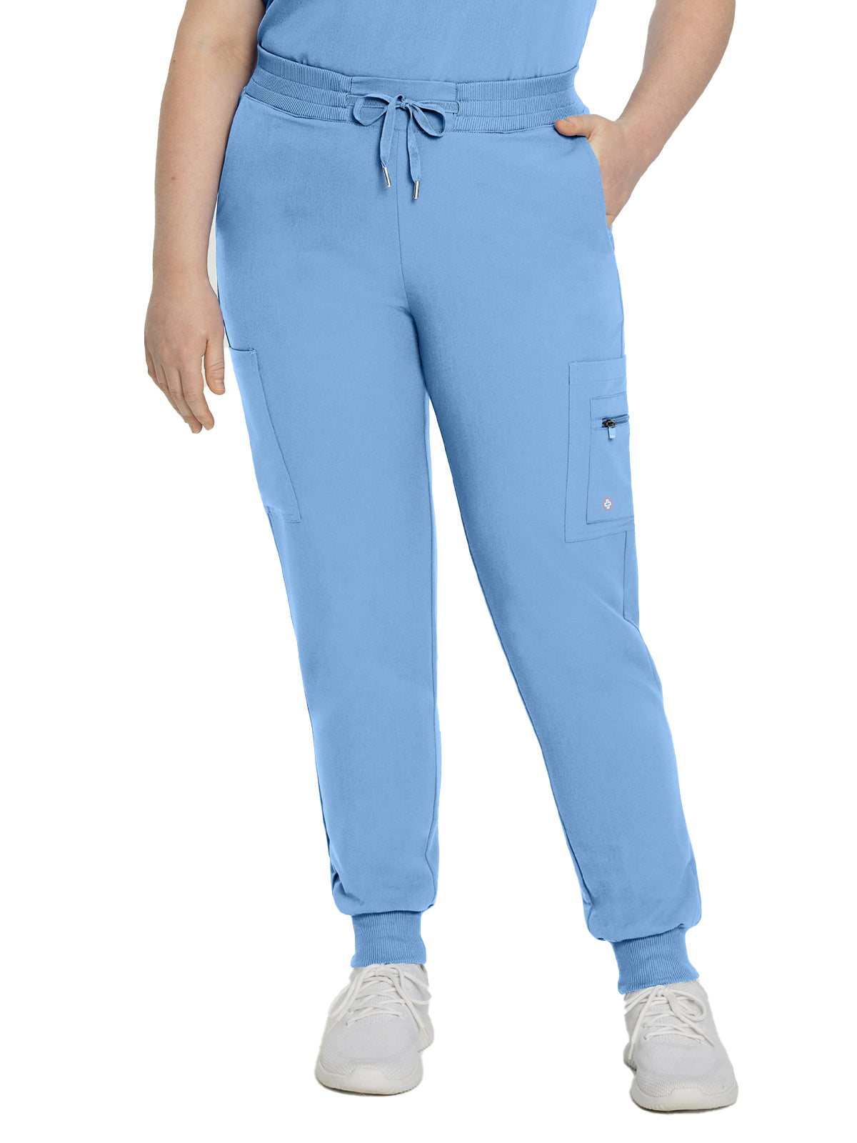 Women's 7-Pocket Mid-Rise Triple-Elastic Waist Jogger Scrub Pant - 380 - Ceil Blue