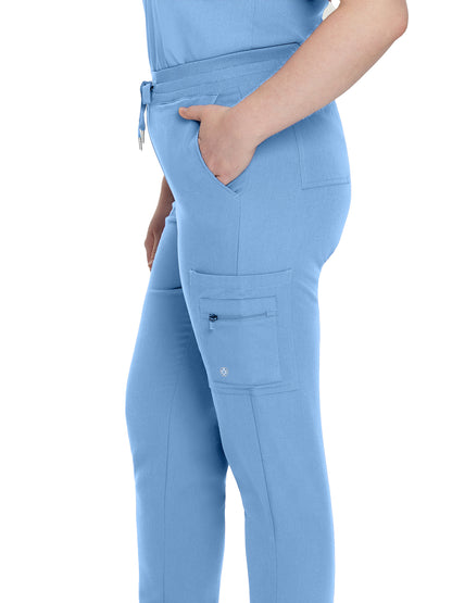 Women's 7-Pocket Mid-Rise Triple-Elastic Waist Jogger Scrub Pant - 380 - Ceil Blue