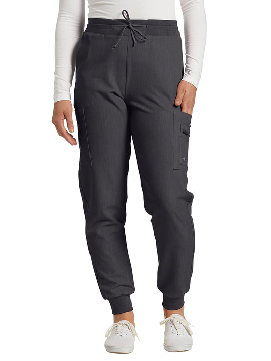 Women's 7-Pocket Mid-Rise Triple-Elastic Waist Jogger Scrub Pant - 380 - Dark Pewter