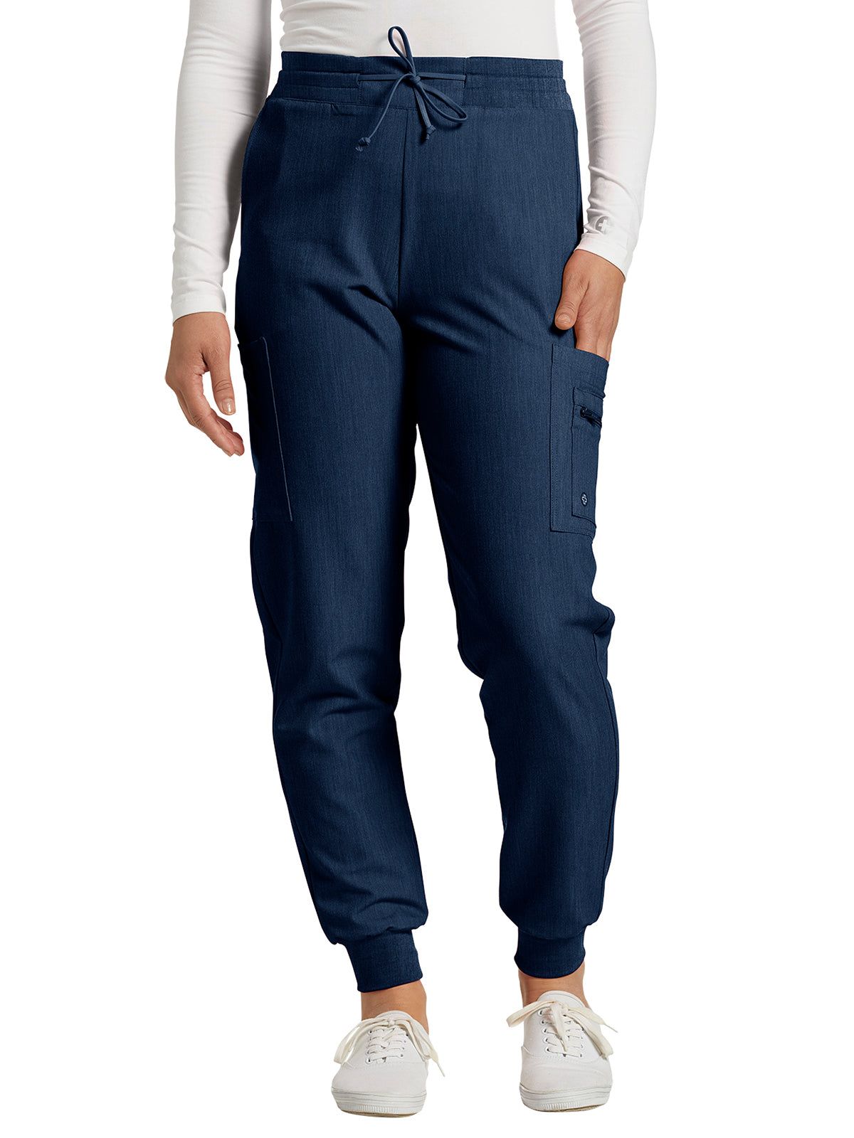 Women's 7-Pocket Mid-Rise Triple-Elastic Waist Jogger Scrub Pant - 380 - Navy