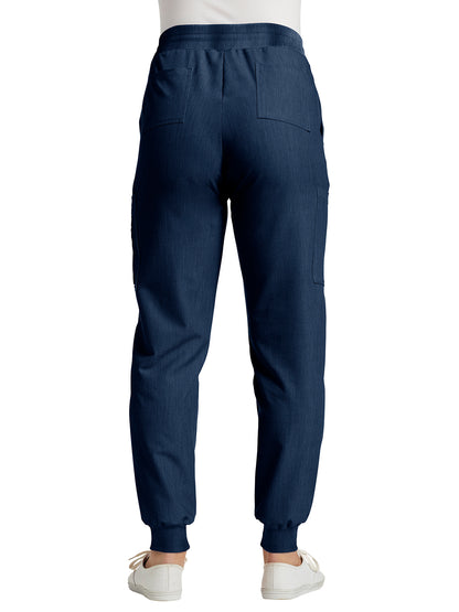 Women's 7-Pocket Mid-Rise Triple-Elastic Waist Jogger Scrub Pant - 380 - Navy