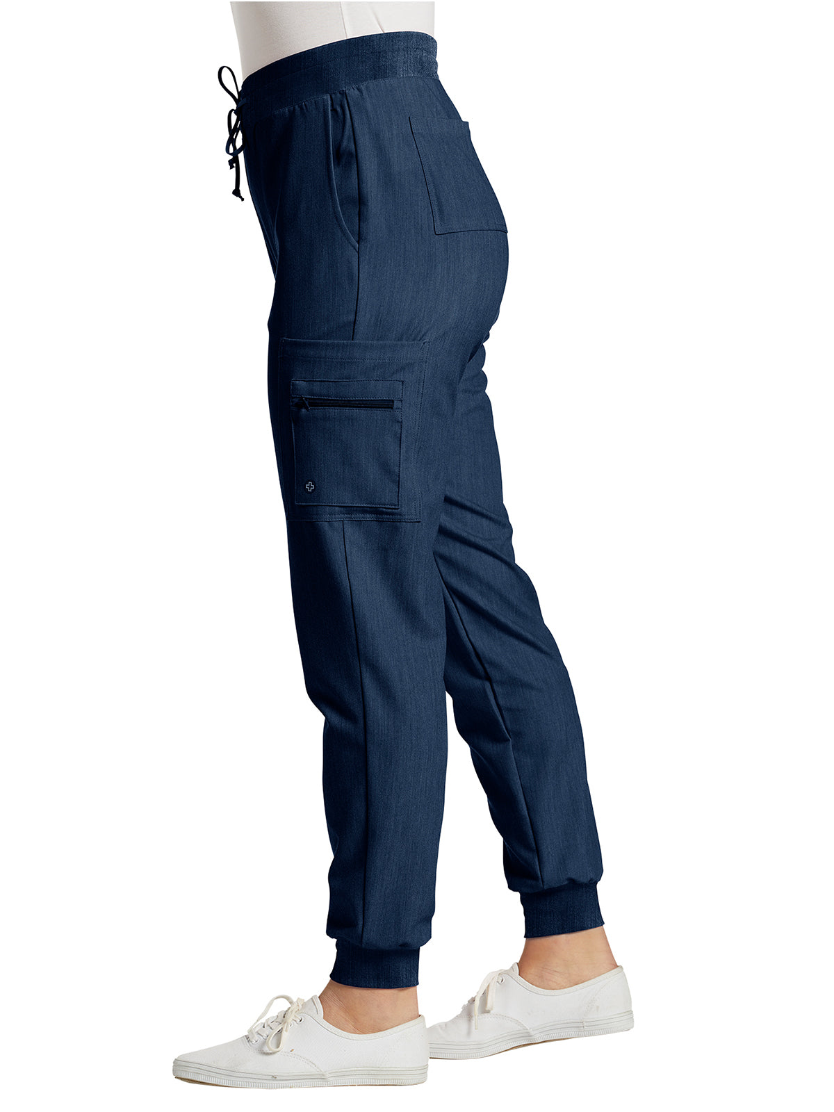 Women's 7-Pocket Mid-Rise Triple-Elastic Waist Jogger Scrub Pant - 380 - Navy