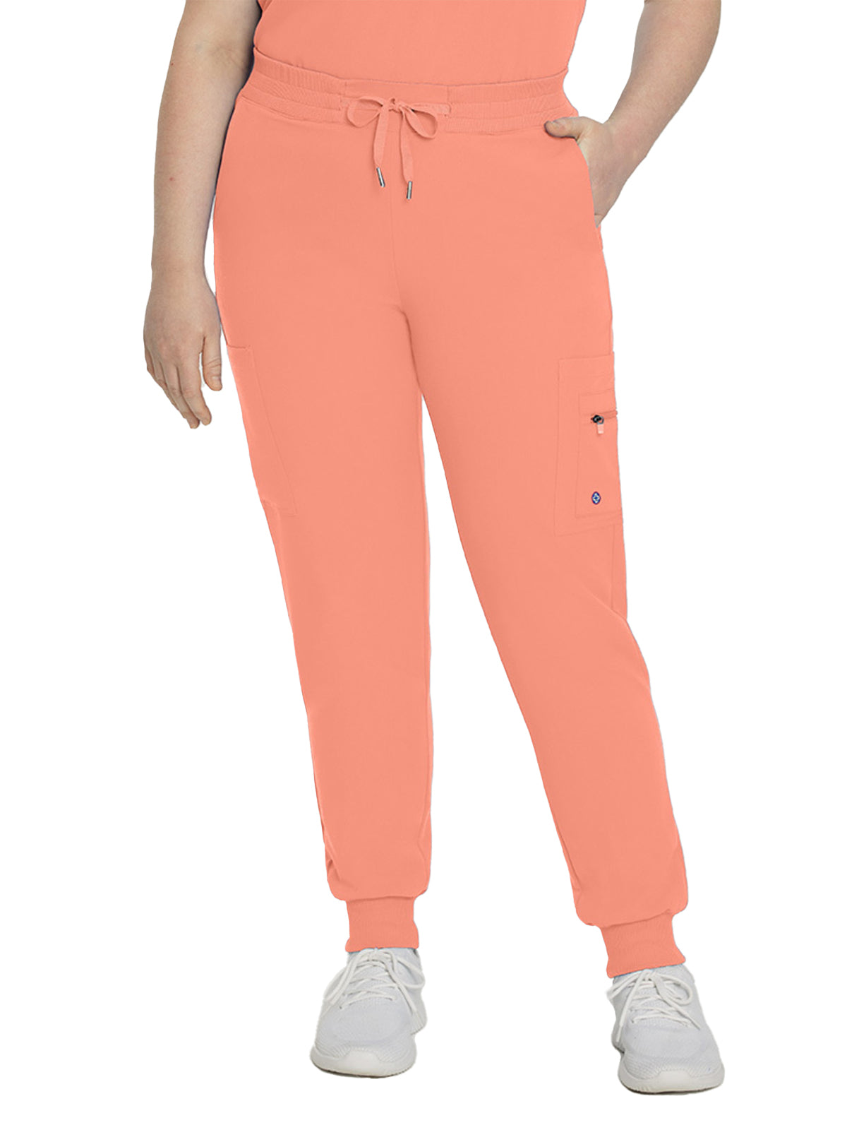 Women's 7-Pocket Mid-Rise Triple-Elastic Waist Jogger Scrub Pant - 380 - Peach Deco