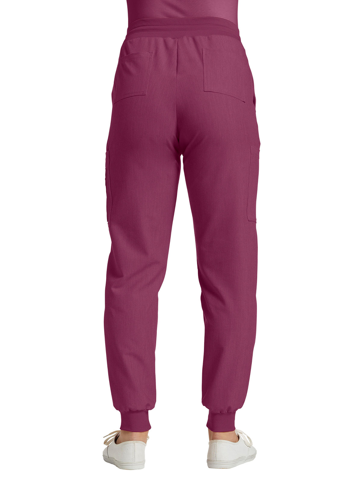 Women's 7-Pocket Mid-Rise Triple-Elastic Waist Jogger Scrub Pant - 380 - Raspberry Coulis