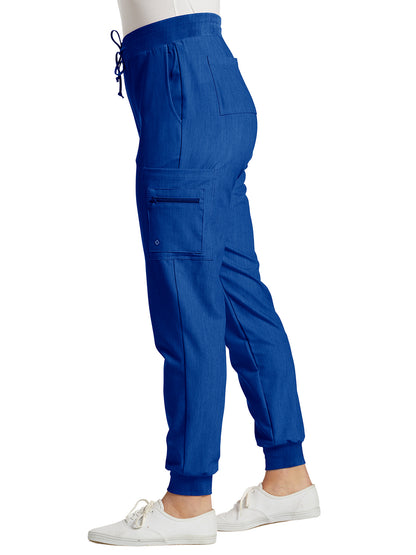 Women's 7-Pocket Mid-Rise Triple-Elastic Waist Jogger Scrub Pant - 380 - Royal