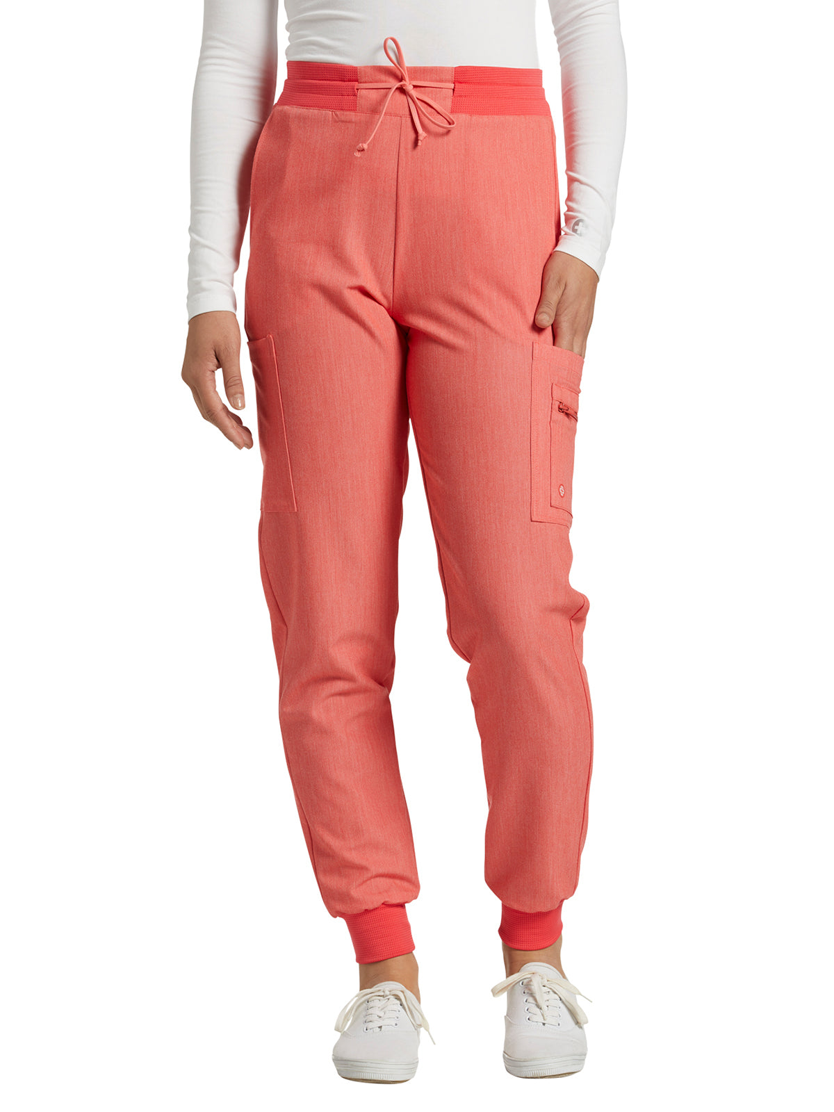 Women's 7-Pocket Mid-Rise Triple-Elastic Waist Jogger Scrub Pant - 380 - Sweet Poppy