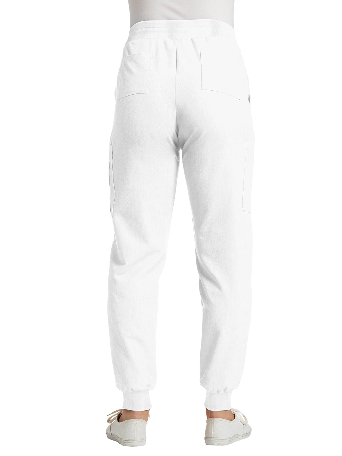 Women's 7-Pocket Mid-Rise Triple-Elastic Waist Jogger Scrub Pant - 380 - White