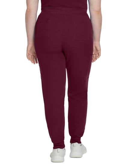 Women's 7-Pocket Mid-Rise Triple-Elastic Waist Jogger Scrub Pant - 380 - Wine (Burgundy)