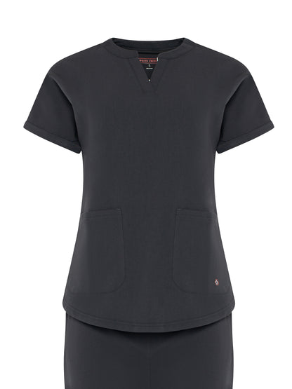 Women's Notch V-Neck Top - 750 - Dark Pewter