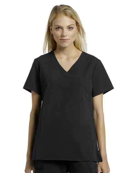 Women's 1-Pocket Tuckable V-Neck Scrub Top - 794 - Black