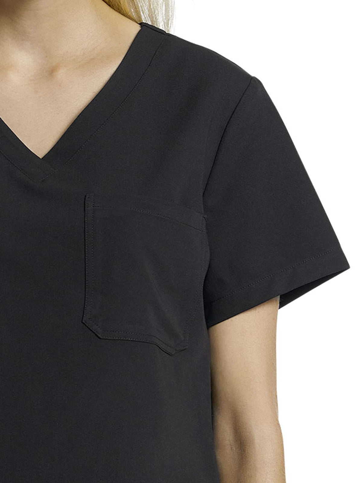 Women's 1-Pocket Tuckable V-Neck Scrub Top - 794 - Black