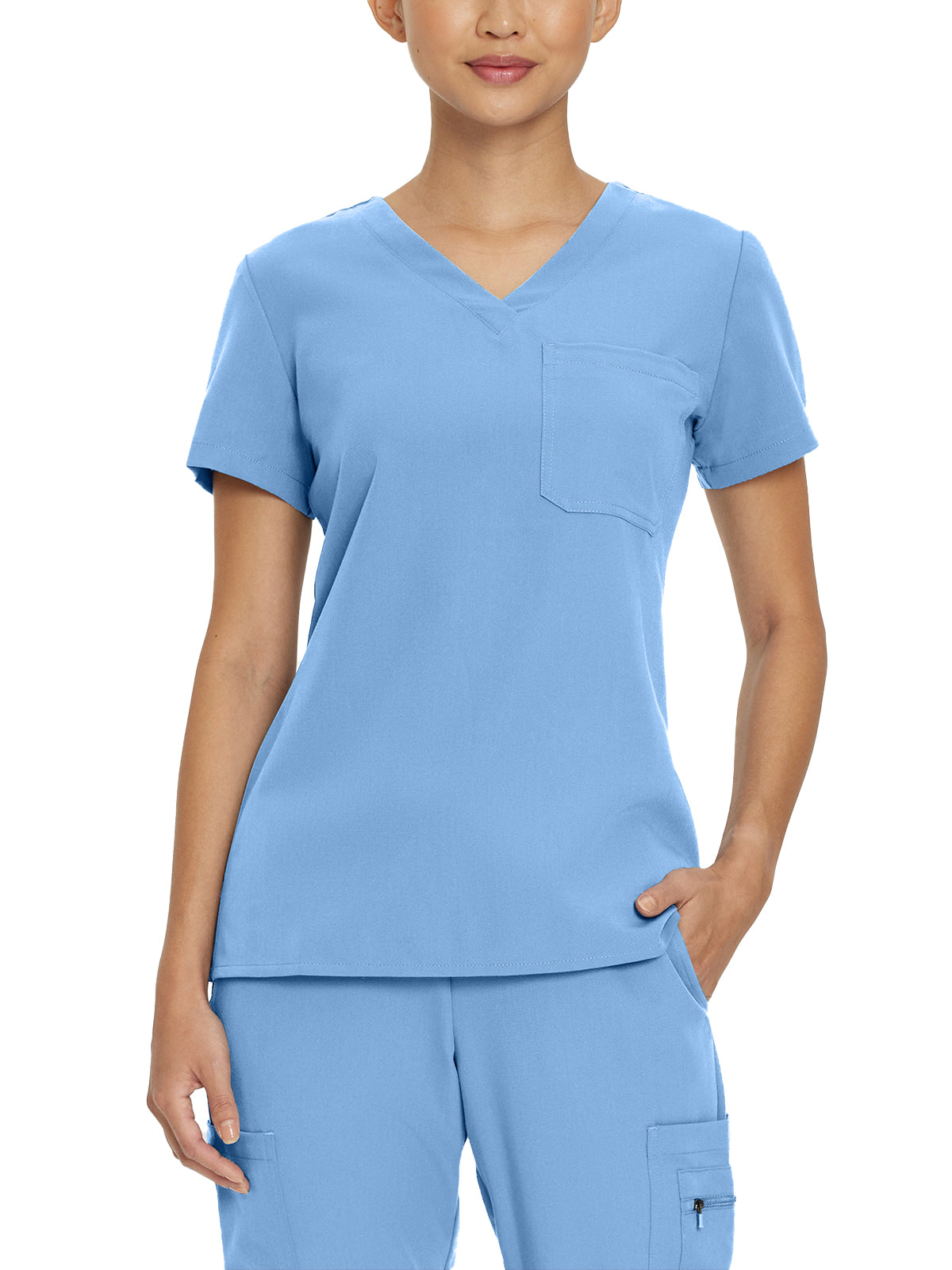 Women's 1-Pocket Tuckable V-Neck Scrub Top - 794 - Ceil Blue