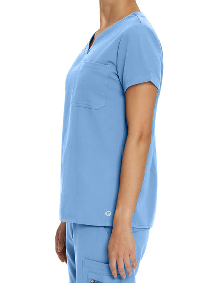 Women's 1-Pocket Tuckable V-Neck Scrub Top - 794 - Ceil Blue