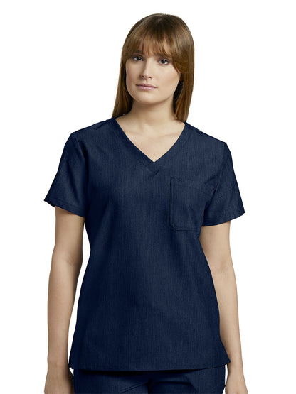 Women's 1-Pocket Tuckable V-Neck Scrub Top - 794 - Navy