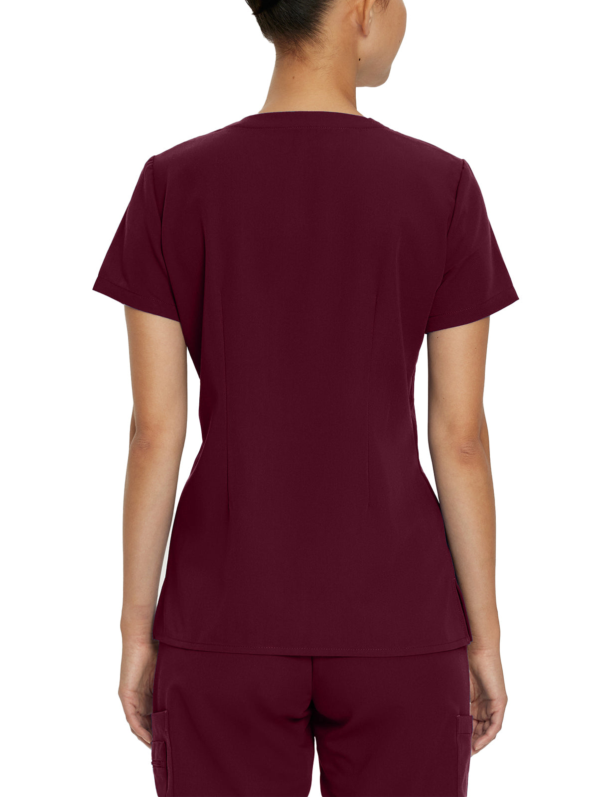 Women's 1-Pocket Tuckable V-Neck Scrub Top - 794 - Wine (Burgundy)