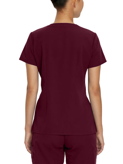 Women's 1-Pocket Tuckable V-Neck Scrub Top - 794 - Wine (Burgundy)