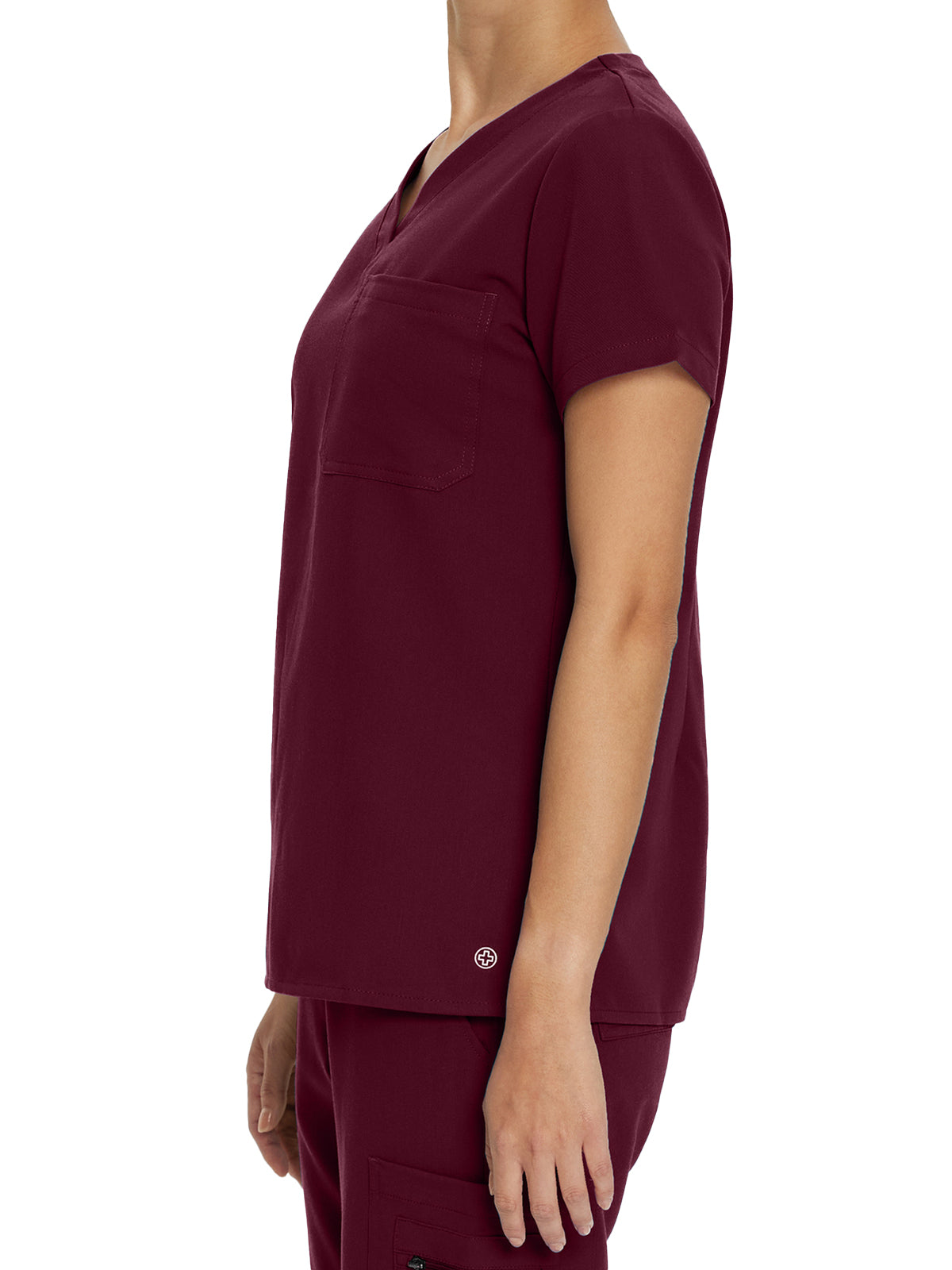 Women's 1-Pocket Tuckable V-Neck Scrub Top - 794 - Wine (Burgundy)