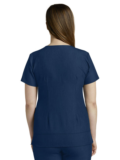 Women's 3-Pocket Stylized Seam V-Neck Scrub Top - 796 - Navy