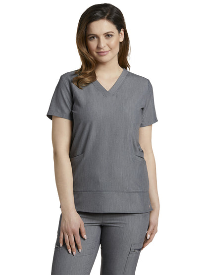 Women's 3-Pocket Stylized Seam V-Neck Scrub Top - 796 - Taylor Grey