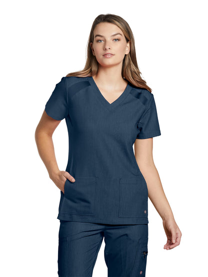 Women's 4-Pocket V-Neck Scrub Top - 950 - Navy