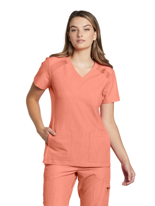 Women's 4-Pocket V-Neck Scrub Top - 950 - Peach Deco